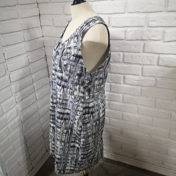 NWT Pure Alfred Sung Ladies Size 16 Navy Light Blue & White Lined Dress - Picture 5 of 11